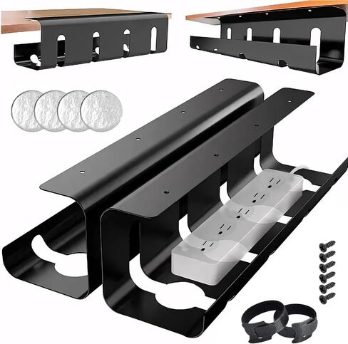 Angry Frog Under Desk Cable Management Tray | 2 Set Under Desk Organizer with Clamp Mount System for Wire Management | Carbon Steel Cable Holder for Desks, Offices, Kitchens, No Need to Drill Holes. in Saudi Arabia