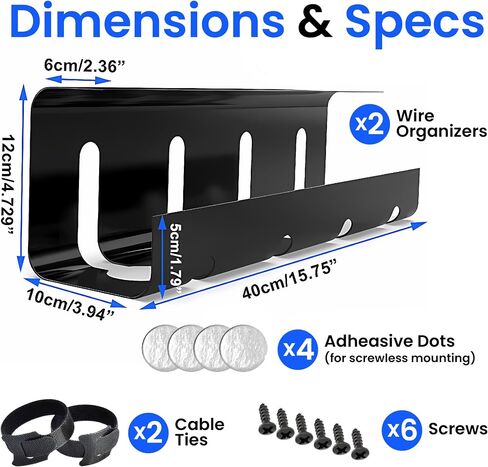 Angry Frog Under Desk Cable Management Tray | 2 Set Under Desk Organizer with Clamp Mount System for Wire Management | Carbon Steel Cable Holder for Desks, Offices, Kitchens, No Need to Drill Holes. in Saudi Arabia