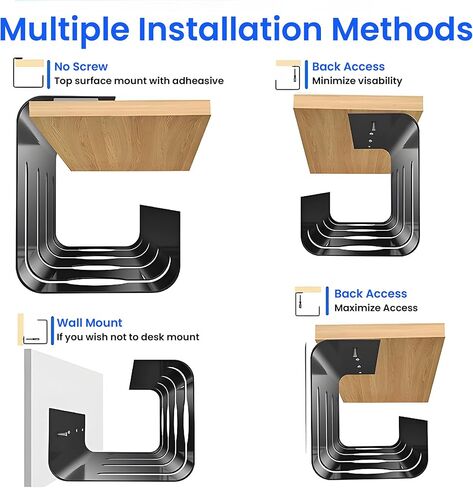 Angry Frog Under Desk Cable Management Tray | 2 Set Under Desk Organizer with Clamp Mount System for Wire Management | Carbon Steel Cable Holder for Desks, Offices, Kitchens, No Need to Drill Holes. in Saudi Arabia