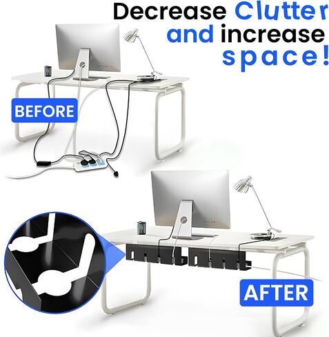 Angry Frog Under Desk Cable Management Tray | 2 Set Under Desk Organizer with Clamp Mount System for Wire Management | Carbon Steel Cable Holder for Desks, Offices, Kitchens, No Need to Drill Holes. in Saudi Arabia