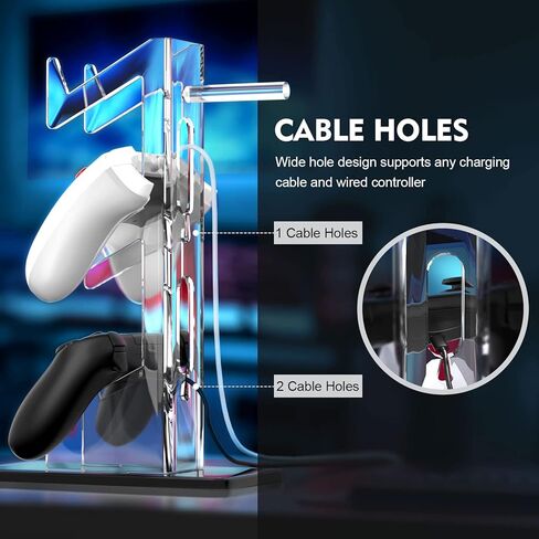 حامل وحدة تحكم عالمي مزدوج حامل سماعة الرأس: حامل وحدة التحكم في الألعاب 3 طبقات، حامل سماعة رأس من الأكريليك، منظم تخزين لسلسلة Xbox PS5 PS4 in Kuwait