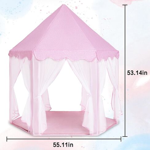 Amazcolor Princess Castle Tent, Castle Play Tent, Pop-Up Design Indoor Princess Tent with Portable Zipper Bag, Measures 53.15 x 41.34 inches When Unfolded in Saudi Arabia