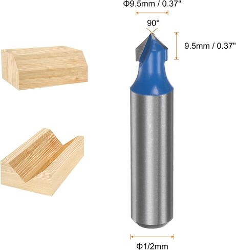 HARFINGTON 2pcs Router Bits 3/8" Dia 1/2" Shank 90 Degree V Type End Mill Carbide for Woodworking Carpentry Engraving Edge Trimmer Cutter Tools in Saudi Arabia