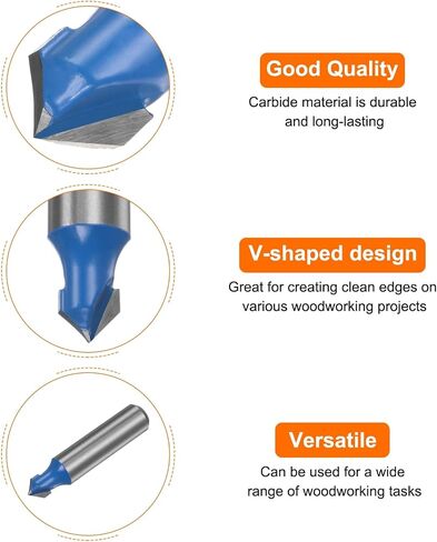 HARFINGTON 2pcs Router Bits 3/8" Dia 1/2" Shank 90 Degree V Type End Mill Carbide for Woodworking Carpentry Engraving Edge Trimmer Cutter Tools in Saudi Arabia