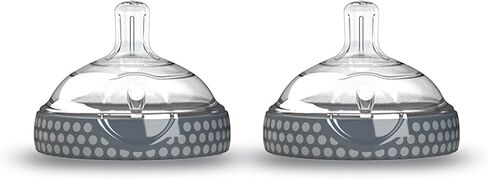 Baby Brezza Baby Bottle Replacement Parts - 2 Pack of BPA Free Replacement Tops - Medium Flow Nipple - Grey in Kuwait