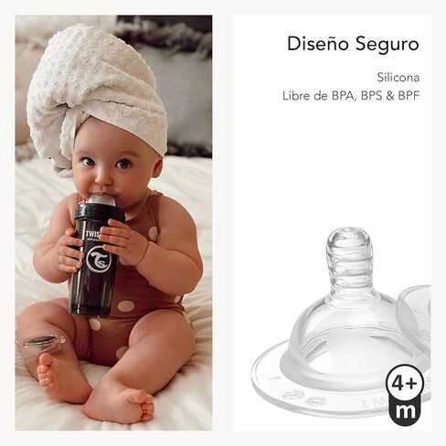 حلمة Twistshake Sippy Spout لعمر أكثر من 4 أشهر - حلمة أطفال فاخرة من السيليكون خالية من مادة BPA، عدد 2 (عبوة من قطعة واحدة) in Kuwait