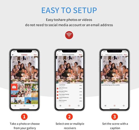 إطار صور رقمي واي فاي ذكي مقاس 10.1 بوصة من Frameo وشاشة لمس IPS 1280x800 IPS، تدوير تلقائي للصورة والمناظر الطبيعية، سهل الإعداد. تخزين 32 جيجابايت، مشاركة الصور ومقاطع الفيديو في أي مكان عبر تطبيق Frameo المجاني مدى الحياة in Kuwait