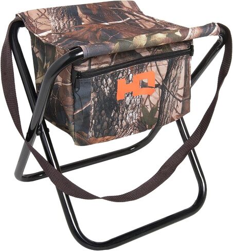 HQ Outfitters Folding Hunting Stool | Easy to Setup | Heavy Duty Camouflage Nylon Fabric | Sturdy Steel Frame | Carrying Strap | Hunting & Camping Accessories in Saudi Arabia