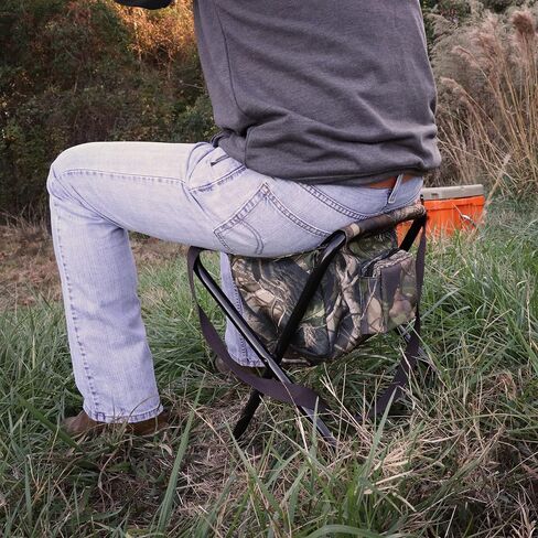 HQ Outfitters Folding Hunting Stool | Easy to Setup | Heavy Duty Camouflage Nylon Fabric | Sturdy Steel Frame | Carrying Strap | Hunting & Camping Accessories in Saudi Arabia