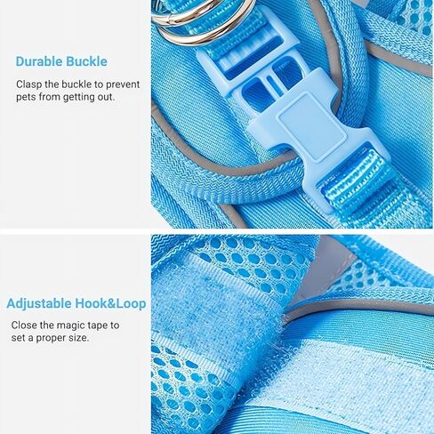 Dog Harness Small Sized Dog, No Pull Adjustable Reflective Step-in Puppy Harness with Leash Set for Extra-Small/Small Medium Large Dogs and Cats(Blue, Small) in Kuwait