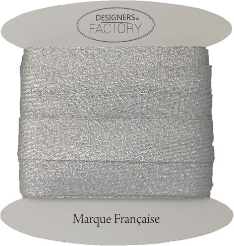 شريط انحياز فضي معدني من Designers-Factory - متوفر باللون الذهبي أو الفضي وطولين - رابط انحياز Lurex للخياطة (بمقدار 5.46 ياردة، فضي) in Kuwait