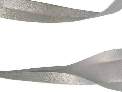 شريط انحياز فضي معدني من Designers-Factory - متوفر باللون الذهبي أو الفضي وطولين - رابط انحياز Lurex للخياطة (بمقدار 5.46 ياردة، فضي) in Kuwait