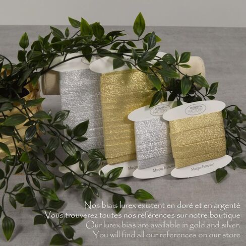 شريط انحياز فضي معدني من Designers-Factory - متوفر باللون الذهبي أو الفضي وطولين - رابط انحياز Lurex للخياطة (بمقدار 5.46 ياردة، فضي) in Kuwait