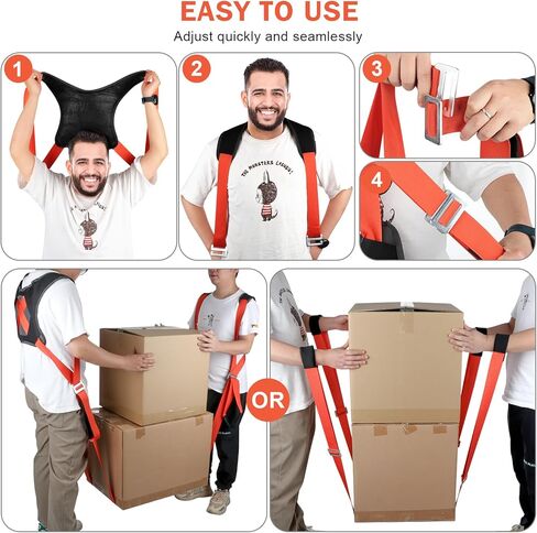 أشرطة متحركة، أشرطة رفع الكتف لنقل الأثاث، أشرطة رفع الكتف لشخصين لنقل الأجهزة أو المراتب أو أي عنصر يصل وزنه إلى 600 رطل، أداة غير مؤلمة للظهر لنقل العناصر كبيرة الحجم، برتقالي in Kuwait