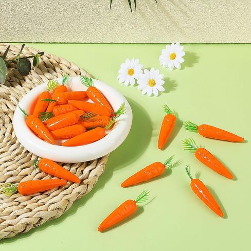 Prasacco 20 Pieces Artificial Mini Carrots, Simulation Carrots Fake Carrot Artificial Vegetables Realistic Mini Carrots for Crafts DIY Home&Kitchen Party Tabletop Decorations in Saudi Arabia
