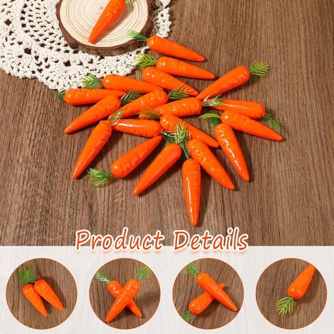 Prasacco 20 Pieces Artificial Mini Carrots, Simulation Carrots Fake Carrot Artificial Vegetables Realistic Mini Carrots for Crafts DIY Home&Kitchen Party Tabletop Decorations in Saudi Arabia