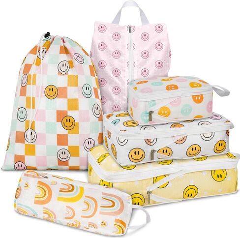 6 Set Compression Packing Cubes Compressed Storage Bags for Carry on Suitcases Packaging Luggage Bags Organizers for Travel in Saudi Arabia
