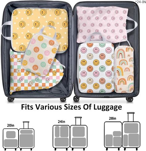 6 Set Compression Packing Cubes Compressed Storage Bags for Carry on Suitcases Packaging Luggage Bags Organizers for Travel in Saudi Arabia