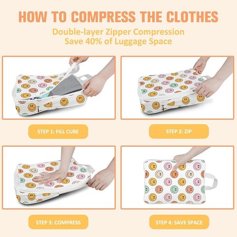 6 Set Compression Packing Cubes Compressed Storage Bags for Carry on Suitcases Packaging Luggage Bags Organizers for Travel in Saudi Arabia