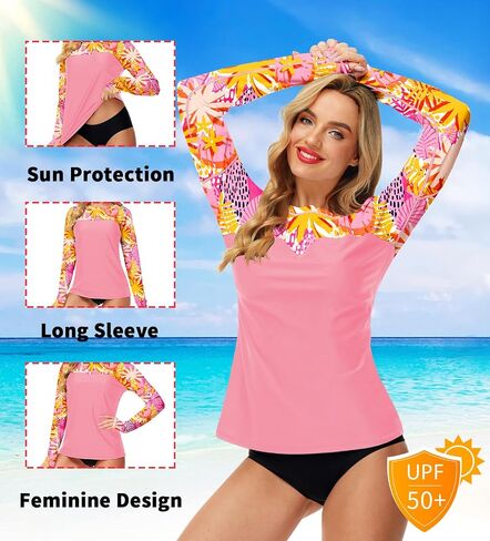 قمصان Deerose النسائية Rash Guard بأكمام طويلة للحماية من الشمس للسباحة in Kuwait