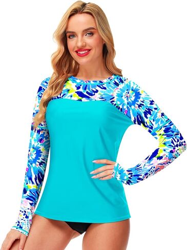 Deerose Womens Rash Guard Long Sleeve Sun Protection Shirts for Swimming in Saudi Arabia