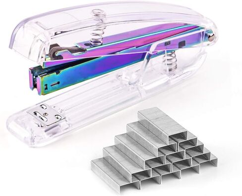 Coopay Clear Acrylic Stapler Purple Desktop Stapler with 2000 Pieces Silvery Staples for Office Desk Accessory(Purple) in Saudi Arabia