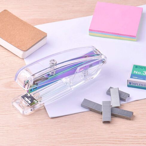 Coopay Clear Acrylic Stapler Purple Desktop Stapler with 2000 Pieces Silvery Staples for Office Desk Accessory(Purple) in Saudi Arabia