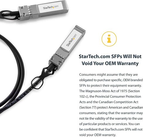 StarTech.com Cisco SFP-H10GB-CU1M Compatible 1m 10G SFP+ to SFP+ Direct Attach Cable Twinax - 10GbE SFP+ Copper DAC 10Gbps Low Power Passive Transceiver Module DAC Firepower ASR920 (SFPCMM1M) in Saudi Arabia