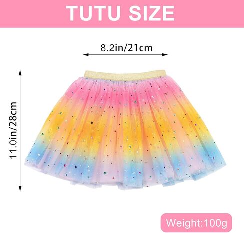 BBGifts Baby Girls Layered Tutu Skirt Pink Rainbow Sparkling Sequin Tulle Skirt for Little Girls Dress Up with Pink Unicorn Tutu Headband, for 2-6 Year in Saudi Arabia