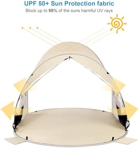 Wolfwise Pop up Beach Tent Sun Shelter with UPF50+ UV Protection, Instant Easy Setup Popup Beach Shade Canopy for 3 Person, Portable & Foldable with Carring Bag, 87 ×57×47 in, Blue in Kuwait