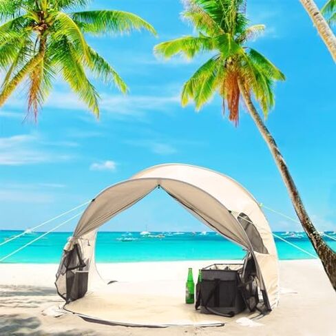 Wolfwise Pop up Beach Tent Sun Shelter with UPF50+ UV Protection, Instant Easy Setup Popup Beach Shade Canopy for 3 Person, Portable & Foldable with Carring Bag, 87 ×57×47 in, Blue in Kuwait