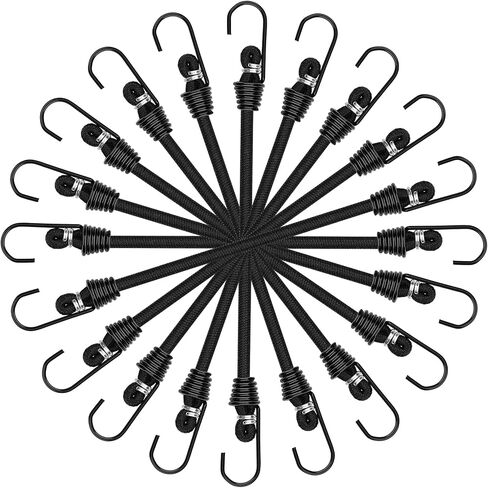 ZHOUBIN 9 inch Mini Short White Bungee Cords with Hooks, 12 Pcs in Saudi Arabia