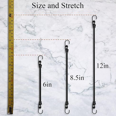 ZHOUBIN 9 inch Mini Short White Bungee Cords with Hooks, 12 Pcs in Saudi Arabia