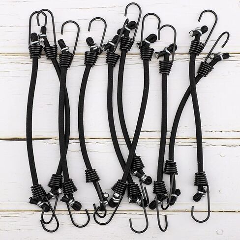 ZHOUBIN 9 inch Mini Short White Bungee Cords with Hooks, 12 Pcs in Saudi Arabia