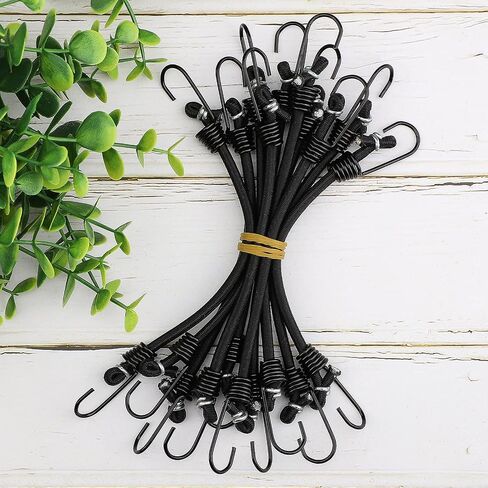ZHOUBIN 9 inch Mini Short White Bungee Cords with Hooks, 12 Pcs in Saudi Arabia