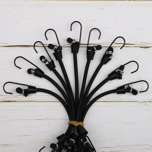 ZHOUBIN 9 inch Mini Short White Bungee Cords with Hooks, 12 Pcs in Saudi Arabia