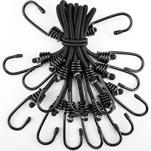 ZHOUBIN 9 inch Mini Short White Bungee Cords with Hooks, 12 Pcs in Saudi Arabia