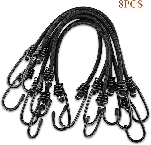 ZHOUBIN 9 inch Mini Short White Bungee Cords with Hooks, 12 Pcs in Saudi Arabia