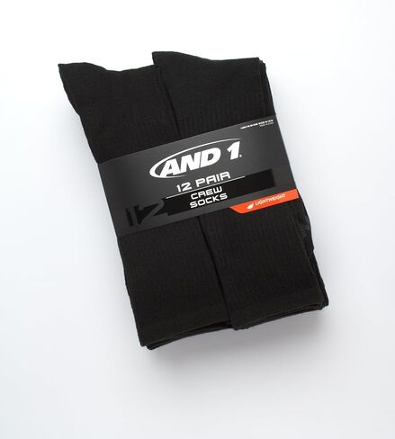 AND1 Men's Athletic Arch Compression Cushion Comfort Crew Socks (12 Pack) in Saudi Arabia
