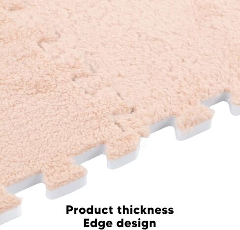 Plush Puzzle Foam Floor Mat, 10Pcs Soft Thick Split Joint Interlocking Plush Foam Rug for Room Floor (Light Tan) in Saudi Arabia