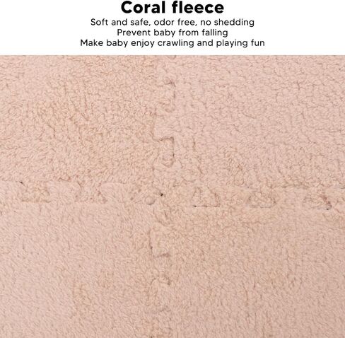 Plush Puzzle Foam Floor Mat, 10Pcs Soft Thick Split Joint Interlocking Plush Foam Rug for Room Floor (Light Tan) in Saudi Arabia