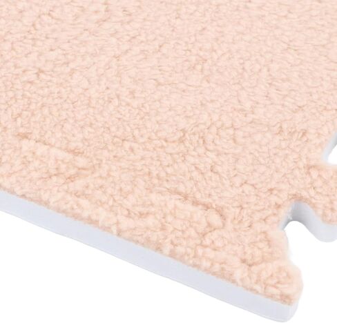 Plush Puzzle Foam Floor Mat, 10Pcs Soft Thick Split Joint Interlocking Plush Foam Rug for Room Floor (Light Tan) in Saudi Arabia
