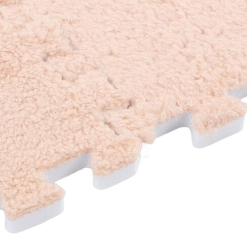 Plush Puzzle Foam Floor Mat, 10Pcs Soft Thick Split Joint Interlocking Plush Foam Rug for Room Floor (Light Tan) in Saudi Arabia