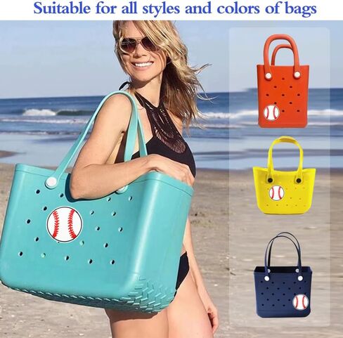 Naygergame Sports Insert Charms for Bogg Bag, Decorative Accessories Compatible with Bogg Bag and Simply Southern Totes, baseball charm for Handbag Beach Tote Bag in Saudi Arabia