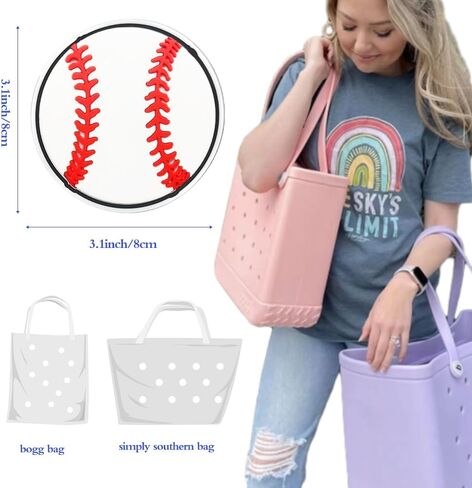 Naygergame Sports Insert Charms for Bogg Bag, Decorative Accessories Compatible with Bogg Bag and Simply Southern Totes, baseball charm for Handbag Beach Tote Bag in Saudi Arabia