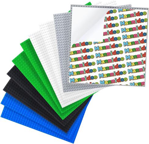MANNIDOO Peel-and-Stick Baseplates, 10 Packs 10" x 10“ Classic Adhesive Building Base Plates for Activity Tables Tops and Walls - 100% Compatible with All Major Brands - Grey/Green/White/Black/Blue in Saudi Arabia