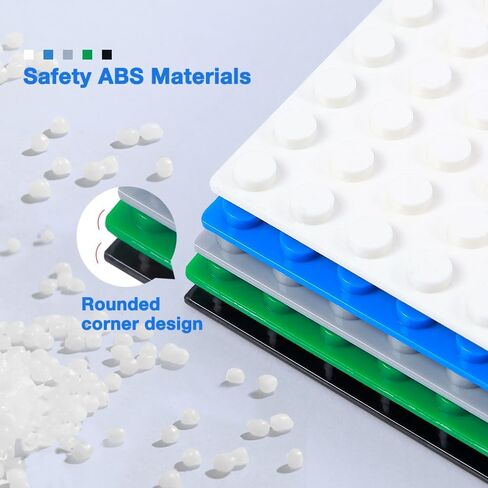 MANNIDOO Peel-and-Stick Baseplates, 10 Packs 10" x 10“ Classic Adhesive Building Base Plates for Activity Tables Tops and Walls - 100% Compatible with All Major Brands - Grey/Green/White/Black/Blue in Saudi Arabia