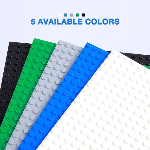 MANNIDOO Peel-and-Stick Baseplates, 10 Packs 10" x 10“ Classic Adhesive Building Base Plates for Activity Tables Tops and Walls - 100% Compatible with All Major Brands - Grey/Green/White/Black/Blue in Saudi Arabia