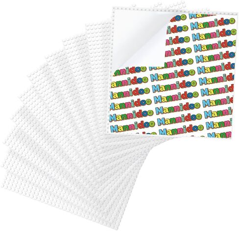 MANNIDOO Peel-and-Stick Baseplates, 10 Packs 10" x 10“ Classic Adhesive Building Base Plates for Activity Tables Tops and Walls - 100% Compatible with All Major Brands - Grey/Green/White/Black/Blue in Saudi Arabia