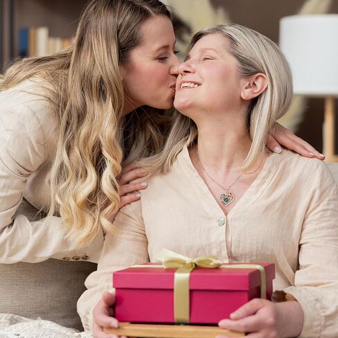 هدايا عيد الأم من Turandoss للأم - قلادة على شكل قلب وردي من الفضة الإسترلينية S925 قلادة جوهرة الميلاد وهدايا عيد الحب لأعياد الميلاد للأم والزوجة والجدة والصديقة من Turandoss in Kuwait